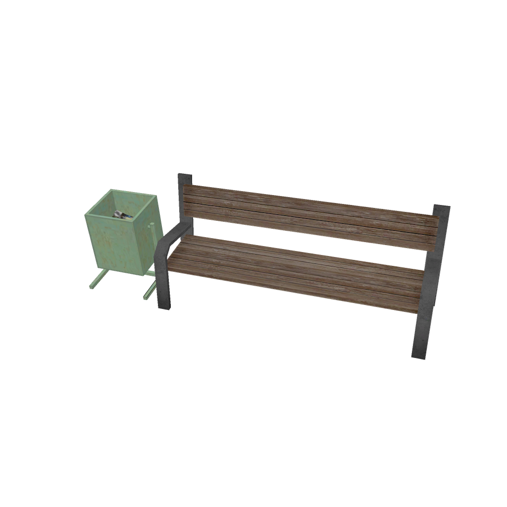 Bench with Trash Bin